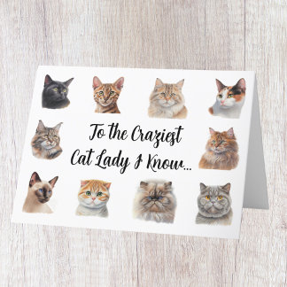 Funny Crazy Cat Lady Geburtstagskarte Karte
