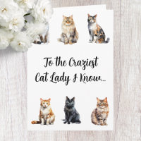 Funny Crazy Cat Lady Geburtstagskarte