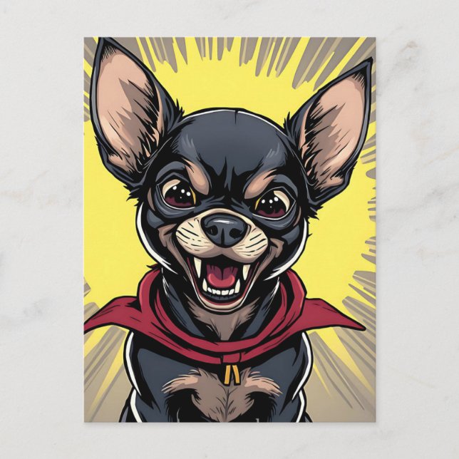 Funny Crazy Chihuahua Postkarte (Vorderseite)