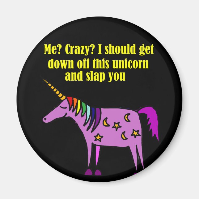 Funny Crazy Unicorn Cartoon Magnet (Vorne)