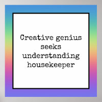 Funny Creative Genius Housekeeper Regenbogenposter