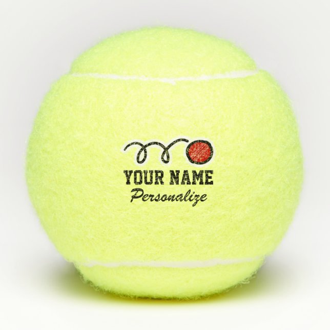 Funny Cricket Cartoon Sportlogo individuelle Name Tennisbälle (Vorderseite)