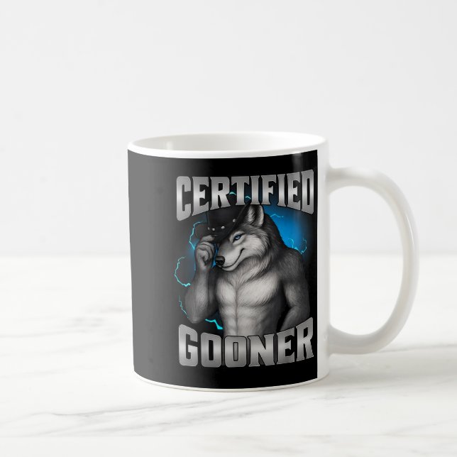 Funny Cringe Sigma Wolf Certified Gooner  Kaffeetasse (Rechts)