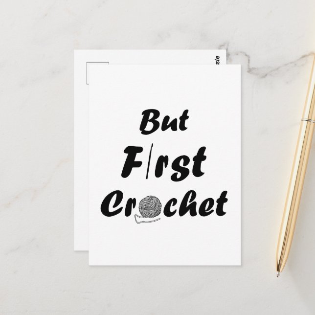 Funny Crochet Offerte Strickgeschenk aus Sprichwor Postkarte (Vorderseite/Rückseite Beispiel)