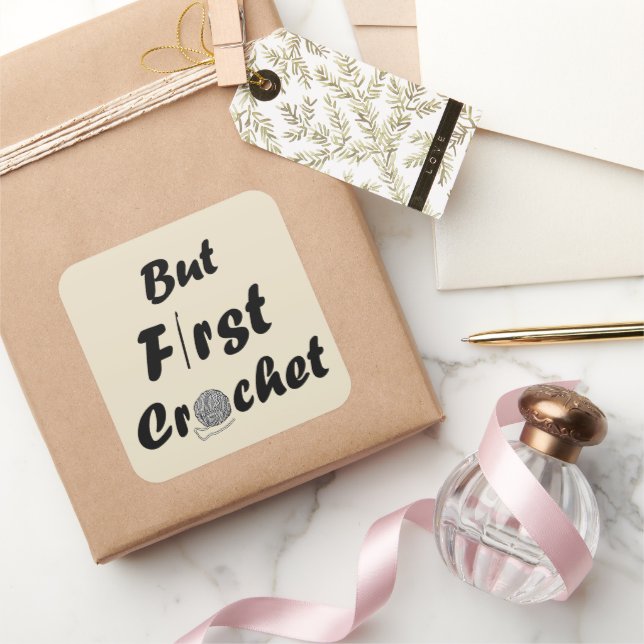 Funny Crochet Offerte Strickgeschenk aus Sprichwor Quadratischer Aufkleber (Schenken)
