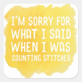 Funny Crochet Stitch Quadratischer Aufkleber