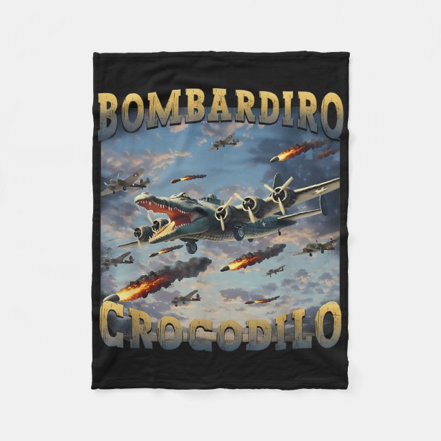 Funny Crocodile Meme Bombardiro Crocodilo Funny Br Fleecedecke (Vorderseite)