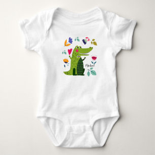 Funny Crocodile mit Herz-Individuelle Name Baby Strampler