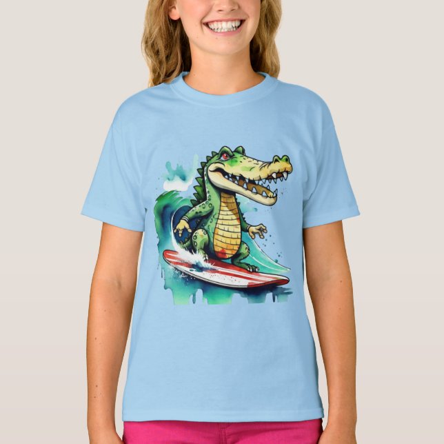 Funny crocodile surf T-shirt (Devant)