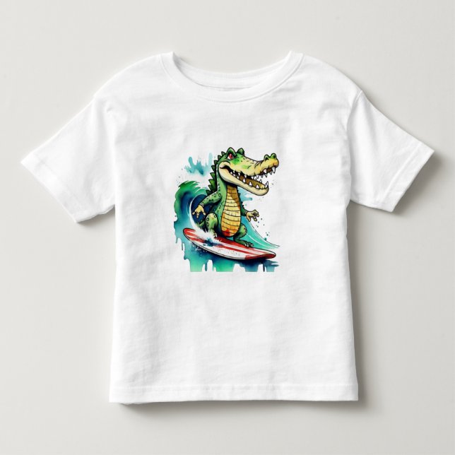 Funny crocodile surf T-shirt (Devant)