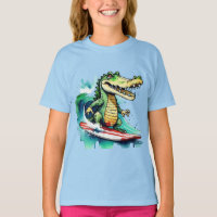 Funny Crocodile surfing T - Shirt