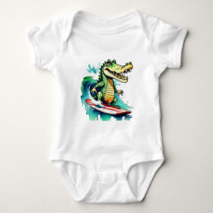 Funny Crocodile surfing T - Shirt