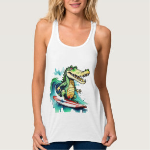 Funny Crocodile surfing T - Shirt