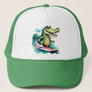 Funny Crocodile surfing Truckerkappe