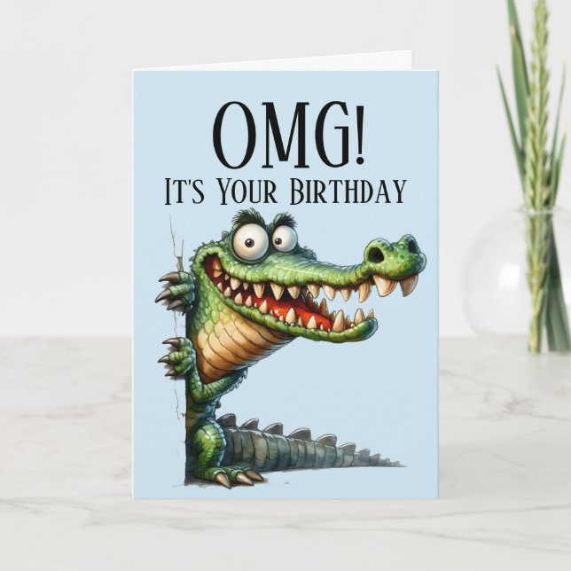 Funny Crocodile thème Carte d'anniversaire (Devant)