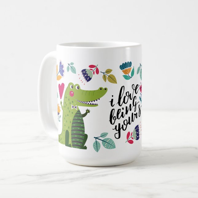 Funny Crocodile Valentine's Day Gift Kaffeetasse (Vorderseite Links)