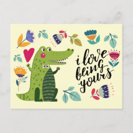 Funny Crocodile Valentine's Day Postkarten