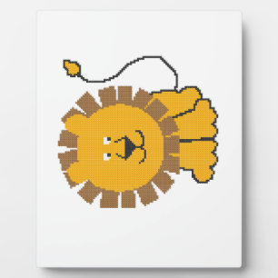 Funny cross-stitch Cartoon Lion Fotoplatte