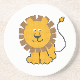 Funny cross-stitch Cartoon Lion Sandstein Untersetzer