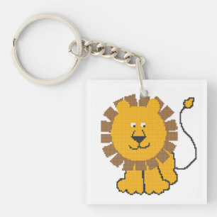 Funny cross-stitch Cartoon Lion Schlüsselanhänger