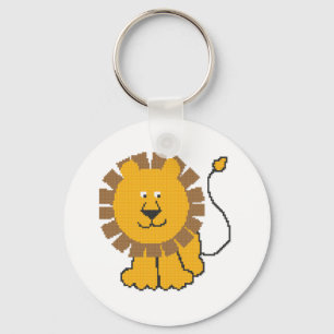 Funny cross-stitch Cartoon Lion Schlüsselanhänger