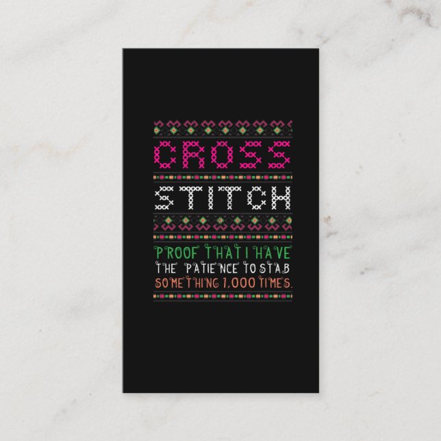 Funny Cross Stitch Needlepoint Nähnadel Kunst Visitenkarte (Vorderseite)