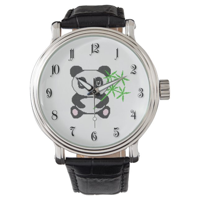 Funny cross-stitch panda armbanduhr (Vorderseite)