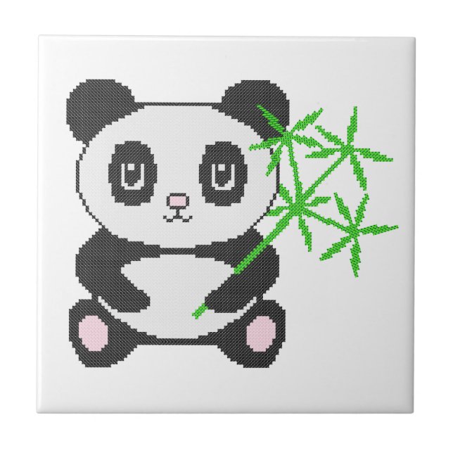 Funny cross-stitch panda fliese (Vorderseite)