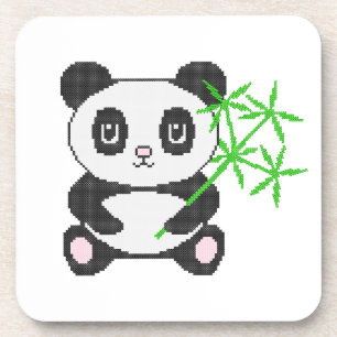 Funny cross-stitch panda getränkeuntersetzer