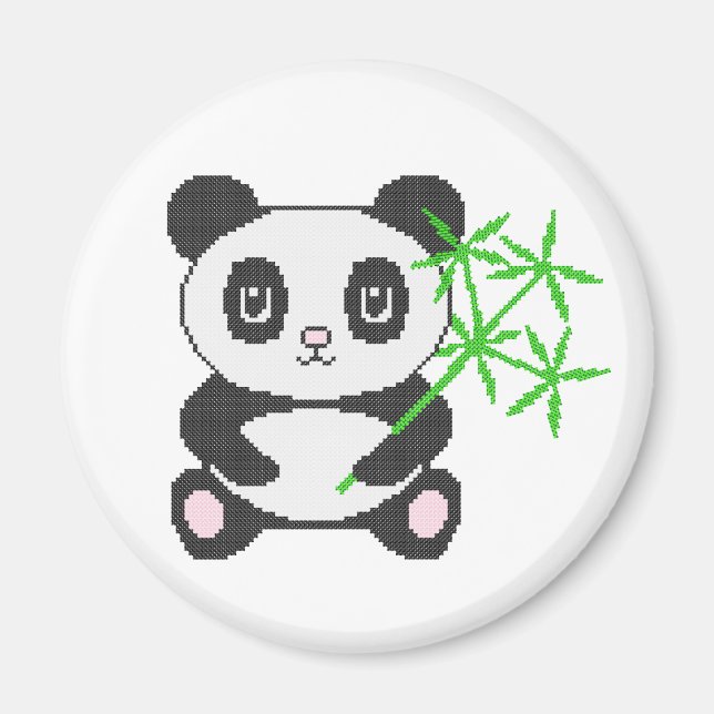 Funny cross-stitch panda magnet (Vorne)