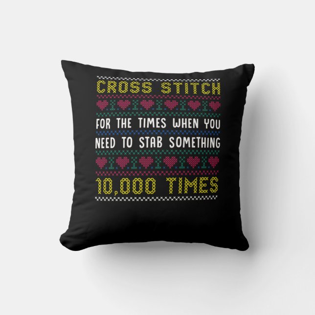 Funny Cross Stitch Spaß Crafty Needlepoint Mama Kissen (Vorderseite)