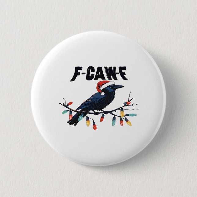 Funny Crow Christmas Classic Retro Design Button (Vorderseite)