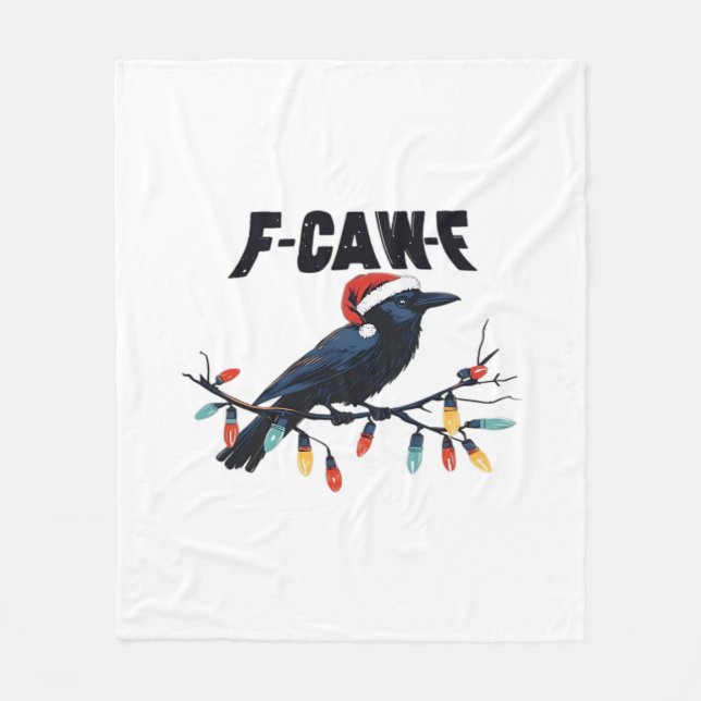Funny Crow Christmas Classic Retro Design Fleecedecke (Vorderseite)