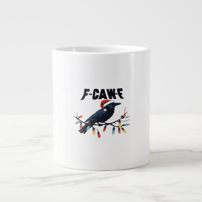 Funny Crow Christmas Classic Retro Design Jumbo-Tasse (Vorderseite)