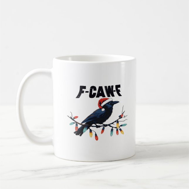 Funny Crow Christmas Classic Retro Design Kaffeetasse (Links)