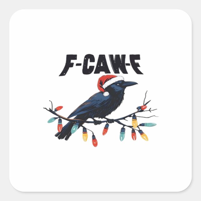 Funny Crow Christmas Classic Retro Design Quadratischer Aufkleber (Vorderseite)