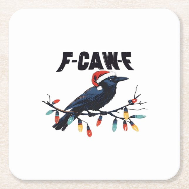 Funny Crow Christmas Classic Retro Design Rechteckiger Pappuntersetzer (Vorderseite)