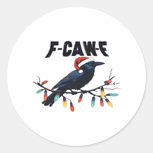 Funny Crow Christmas Classic Retro Design Runder Aufkleber (Vorderseite)