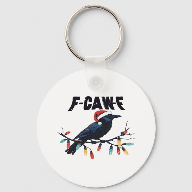 Funny Crow Christmas Classic Retro Design Schlüsselanhänger (Vorderseite)