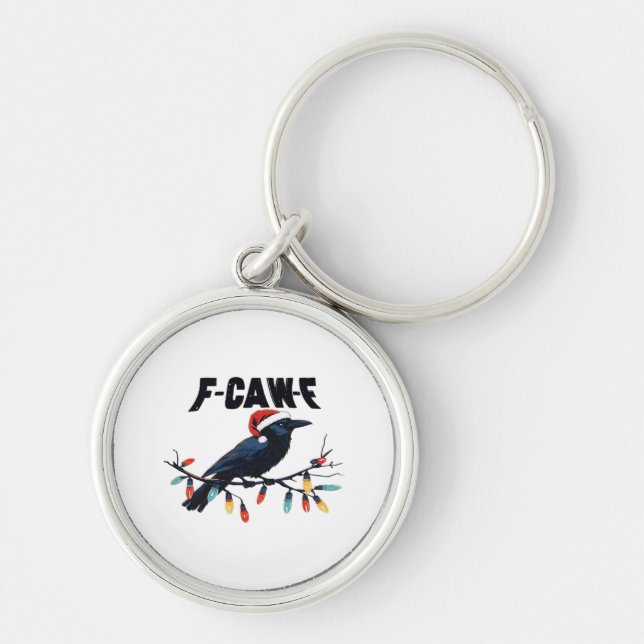 Funny Crow Christmas Classic Retro Design Schlüsselanhänger (Vorne)
