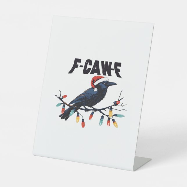 Funny Crow Christmas Classic Retro Design Sockelschild (Vorderseite)