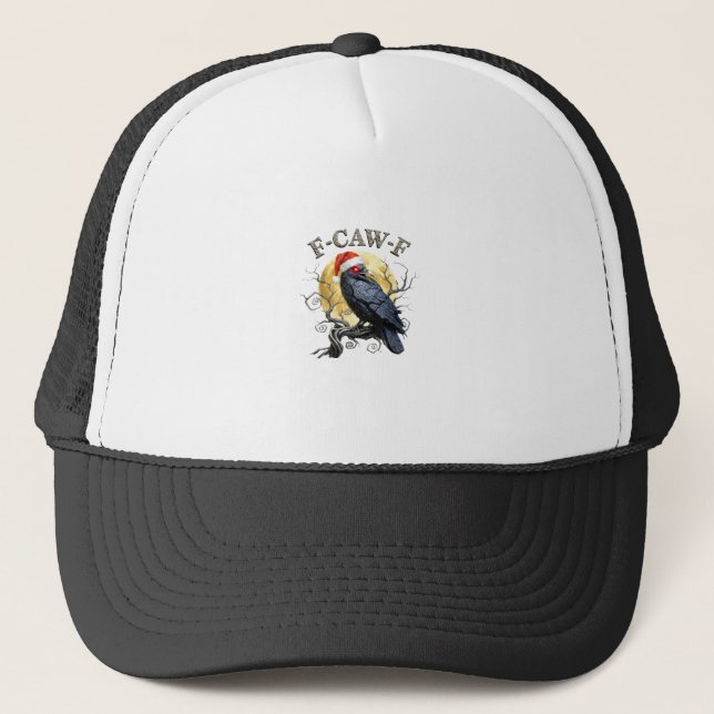 Funny Crow F-Caw-F Bird Gothic Christmas Santa Hat Truckerkappe (Vorderseite)