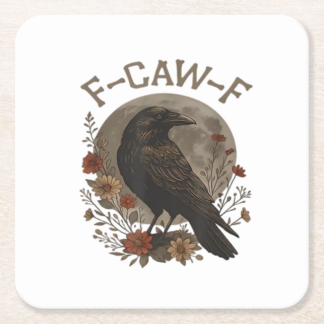 Funny Crow F-Caw-F Humor Gothic Essential Trendy S Rechteckiger Pappuntersetzer (Vorderseite)