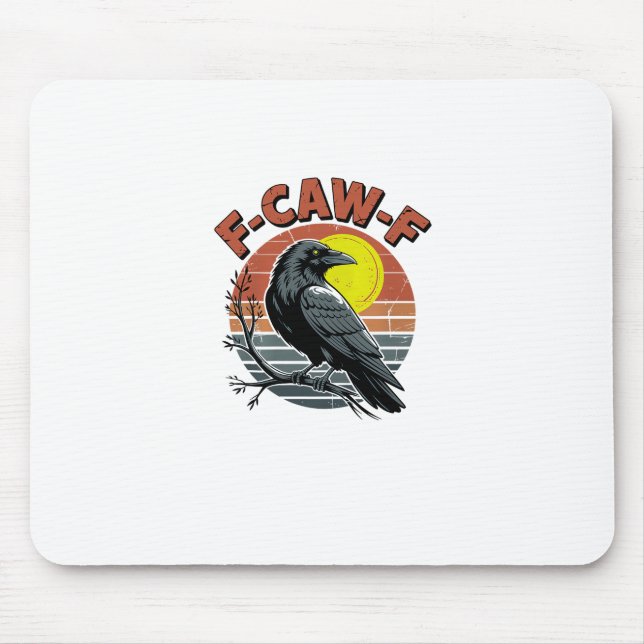 Funny Crow F-Caw-F Retro Sunset Adult Design Tri-B Mousepad (Vorne)