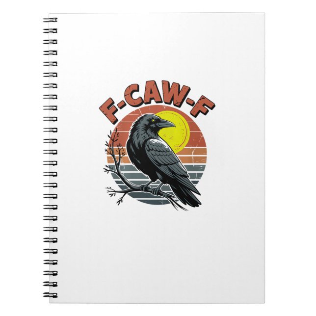 Funny Crow F-Caw-F Retro Sunset Adult Design Tri-B Notizblock (Vorderseite)