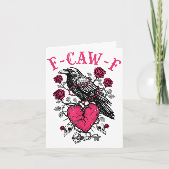 Funny Crow F-caw-f Valentines Day Black Bird Fcawf Karte (Vorderseite)