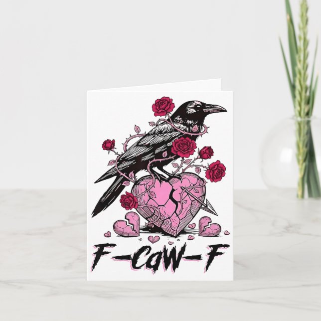 Funny Crow F-caw-f Valentines Day Black Bird Fcawf Karte (Vorderseite)