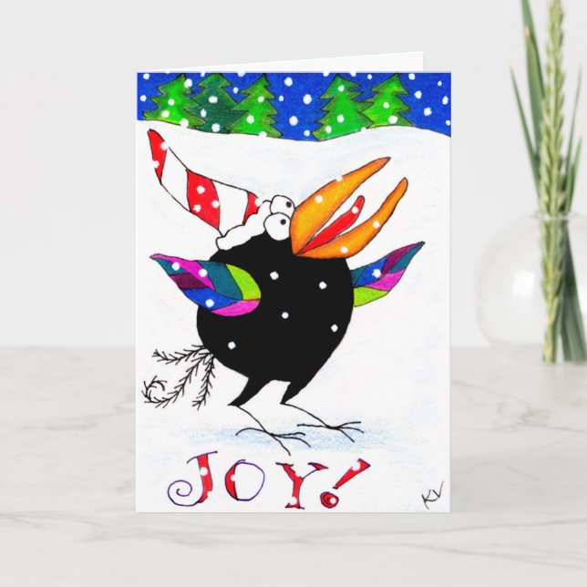 Funny Crow Weihnachtsschneewitz Grußkarte Feiertagskarte (Vorderseite)