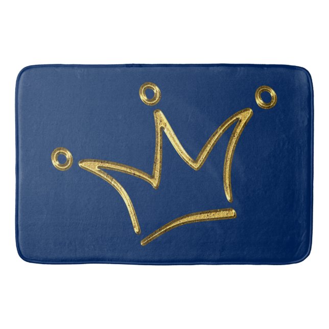 Funny Crown Gold + Ihr Backgr. & Text Badematte (Vorderseite)