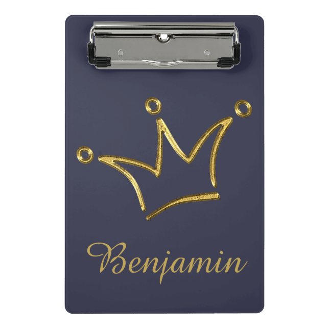 Funny Crown Gold + Ihr Backgr. & Text Mini Klemmbrett (Vorderseite)